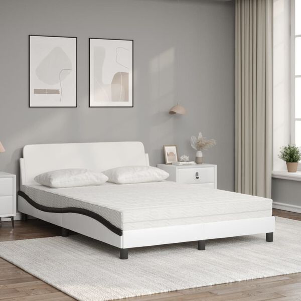 vidaXL Bed met matras "Dover" kunstleer wit en zwart 140x200 cm