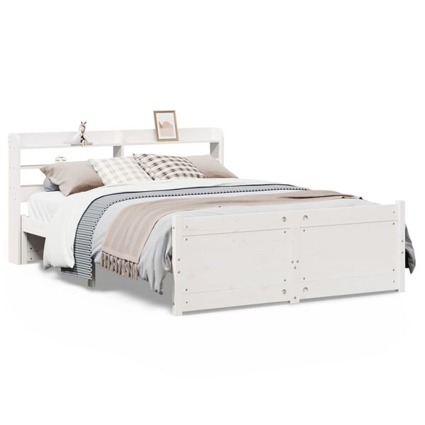 vidaXL Bedframe met hoofdeinde zonder matras 140x190 cm wit