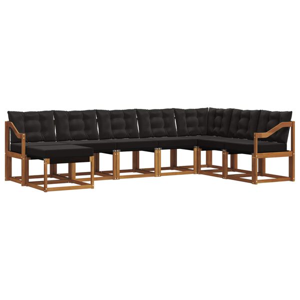 vidaXL Buiten bankenset met kussen 8 pcs Natuurlijk en Zwart