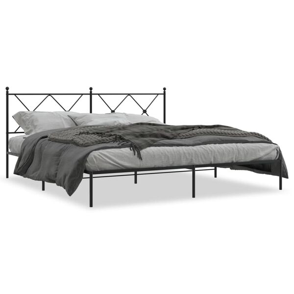 vidaXL Bedframe met hoofdbord metaal zwart 183x213 cm