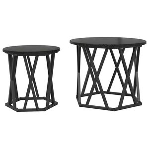 vidaXL Bijzettafel 2 st Zwart Eiken 50 x 50 x 40 cm
