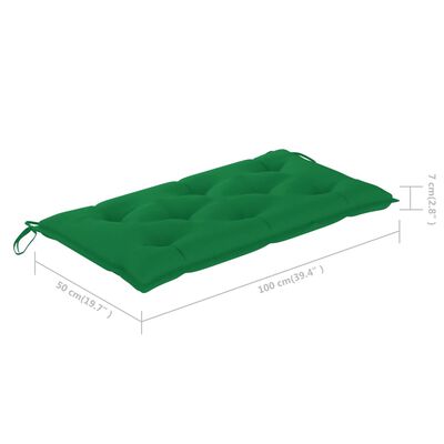 vidaXL Tuinbank met groen kussen 112 cm massief teakhout