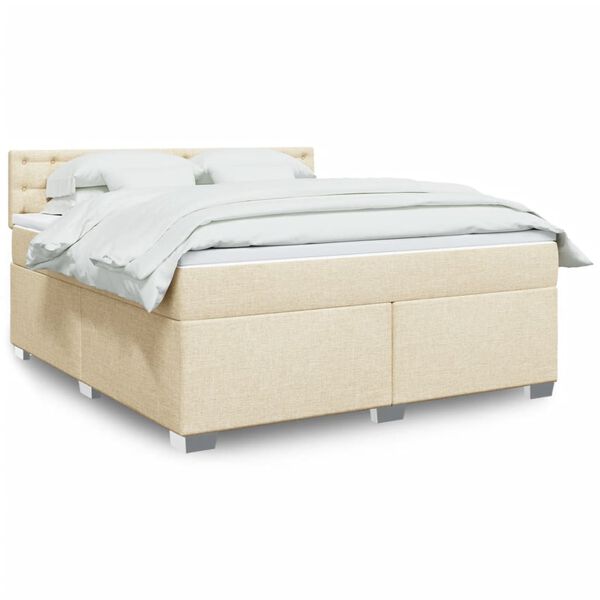 vidaXL Boxspring met matras stof cr&egrave;mekleurig 180x200 cm