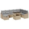 vidaXL Tuin Sofa Set met kussen met opslag 9 pcs Beige Poly riet