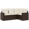 vidaXL 4-delige Loungeset met kussens poly rattan bruin