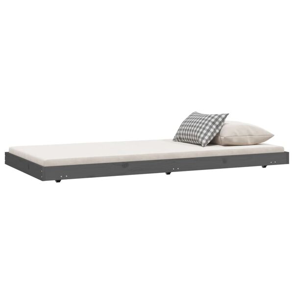 vidaXL Bedframe 90x190 cm massief grenenhout grijs