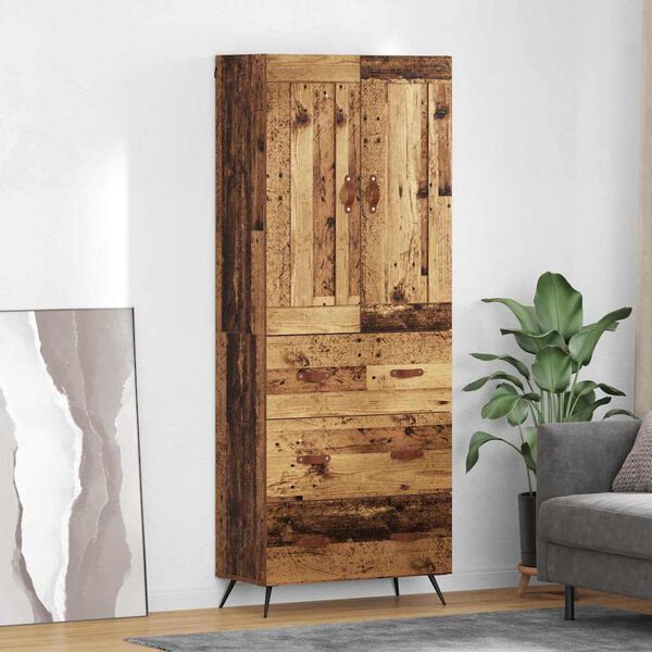 vidaXL Highboard met lade Oud Hout 69,5 x 34 x 180 cm Bewerkt hout