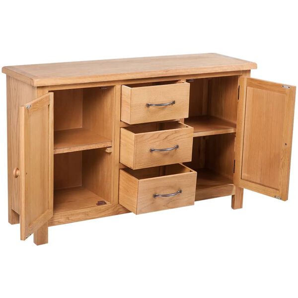 vidaXL Dressoir met 3 lades 110x33,5x70 cm massief eikenhout