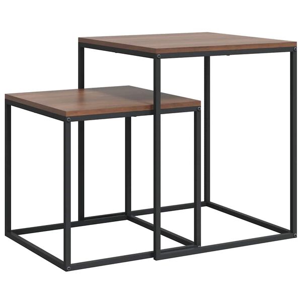 vidaXL Salontafelset 2 st bewerkt hout en metaal