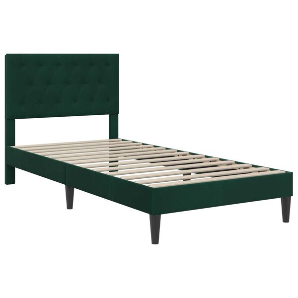 vidaXL Bedframe met matras Donkergroen 90 x 190 cm Fluweel