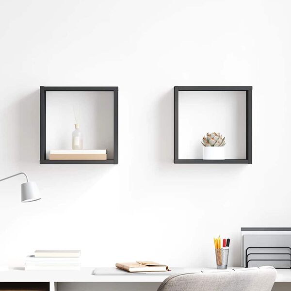 vidaXL Wandschappen kubus 2 st 30x15x30 cm grijs