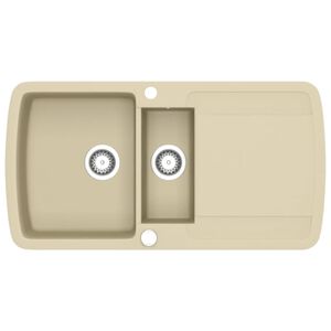 vidaXL Gootsteen dubbele bakken graniet beige