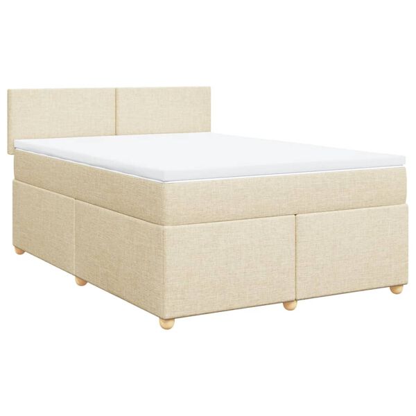 vidaXL Boxspring met matras stof cr&egrave;mekleurig 160x200 cm
