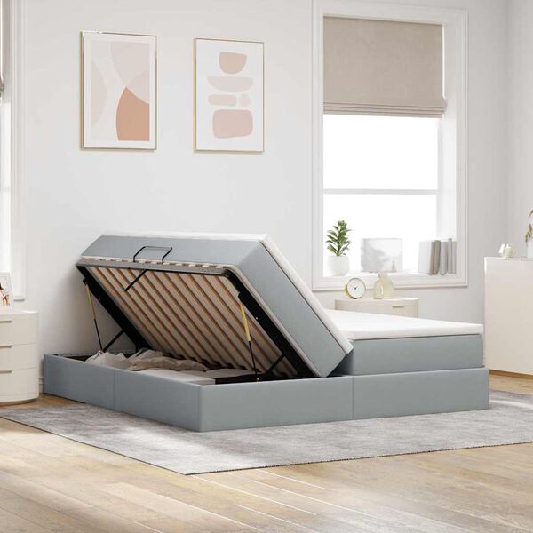 vidaXL Opbergbed met matras Lichtgrijs 180 x 200 cm Polyester