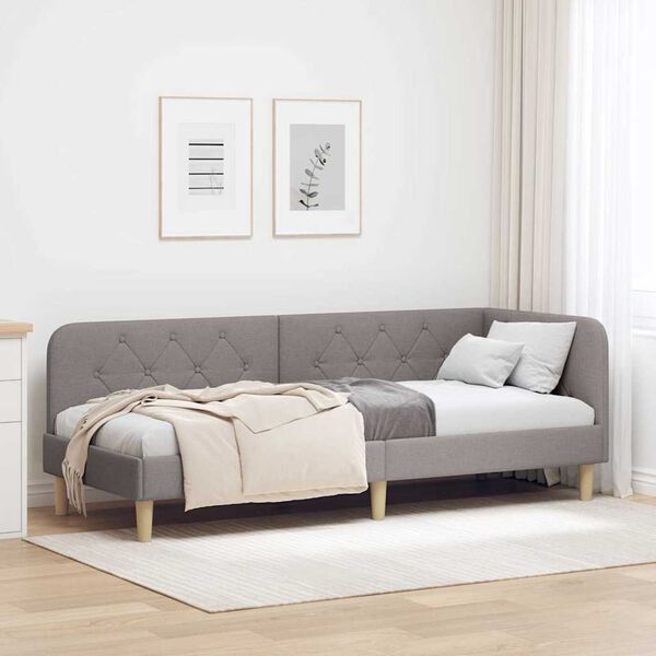 vidaXL Hoekbedframe met hoofdeinde Taupe 80 x 200 cm Stof