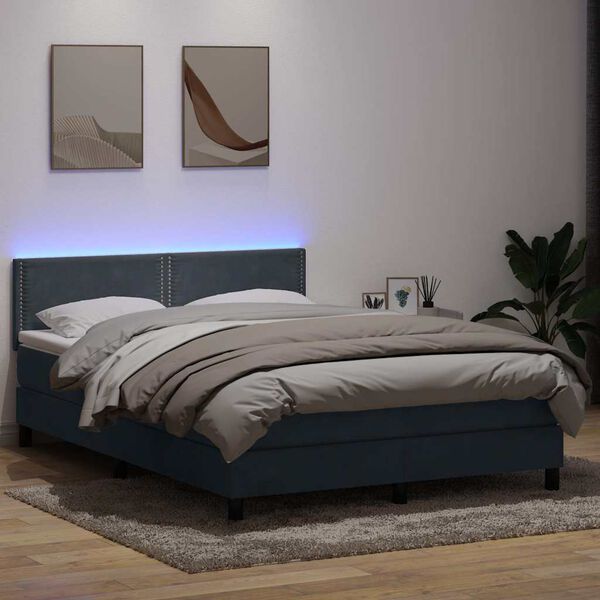 vidaXL Boxspring met matras en LED fluweel donkergrijs 160x220 cm