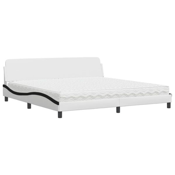 vidaXL Bed met matras "Dover" kunstleer wit en zwart 200x200 cm