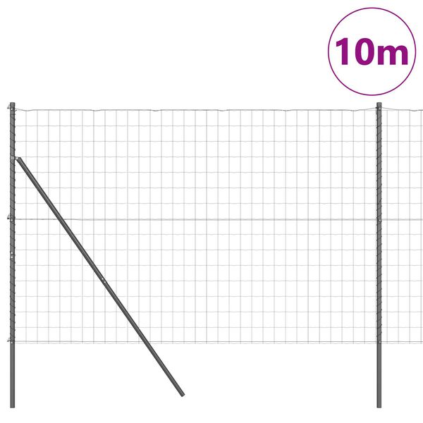 vidaXL Hek met Paal Grijs 1,5 x 10 m Staal en PVC