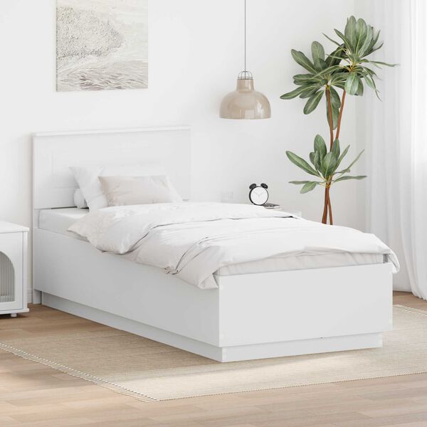 vidaXL Bedframe met hoofdeinde Wit 90 x 200 cm Bewerkt hout