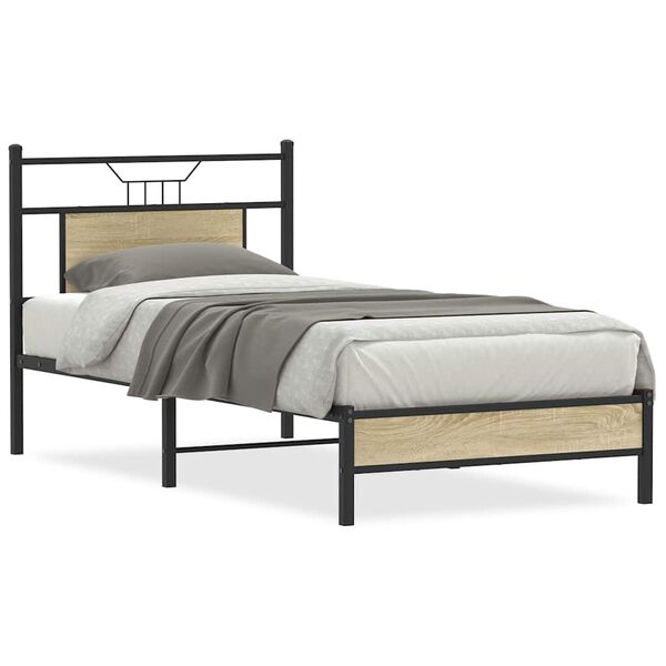 vidaXL Bedframe zonder matras hout sonoma eikenkleurig 75x190 cm