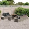 vidaXL Tuinbankenset met kussen met opslag 10 pcs Grijs Poly riet