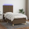 vidaXL Boxspring met matras en LED stof donkerbruin 90x190 cm