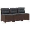 vidaXL 3-zits tuinbank met kussens in rattanlook PP Bruin