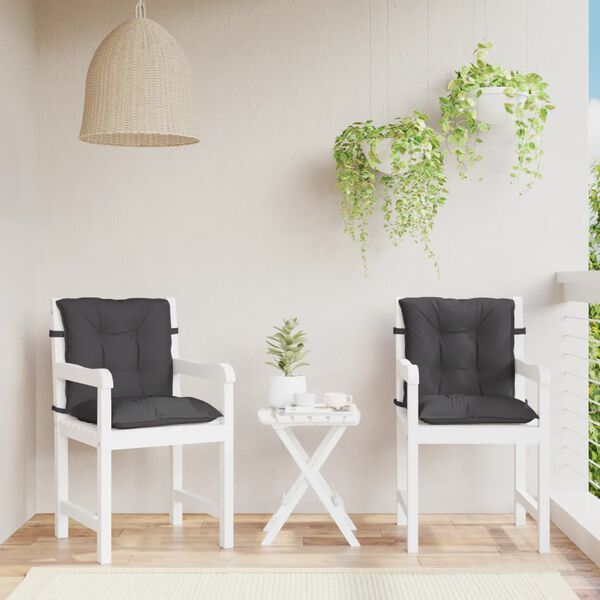 vidaXL Stoelkussens 2 st lage rug 100x50x7 cm stof gem&ecirc;leerd antraciet