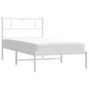 vidaXL Bedframe met hoofdbord zonder matras metaal wit 75x190 cm