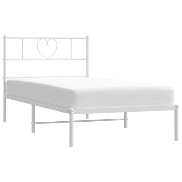 vidaXL Bedframe met hoofdbord zonder matras metaal wit 75x190 cm