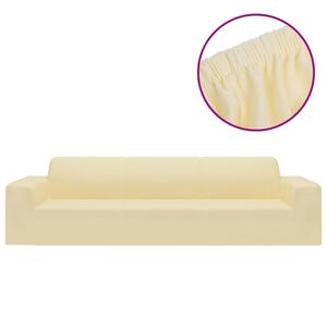vidaXL Vierzitsbankhoes stretch polyester jersey cr&egrave;mekleurig