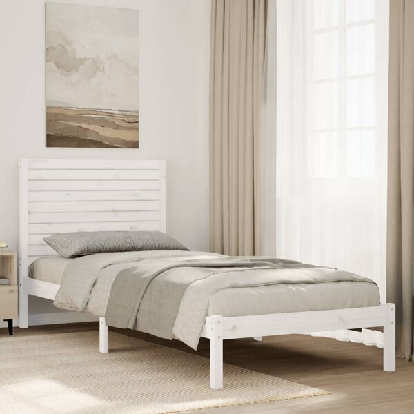 vidaXL Bedframe extra lang zonder matras massief hout wit 90x220 cm