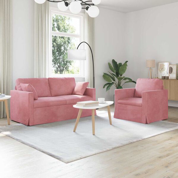 vidaXL Bank 2 pcs Roze 158 x 78 x 80 cm Fluweel