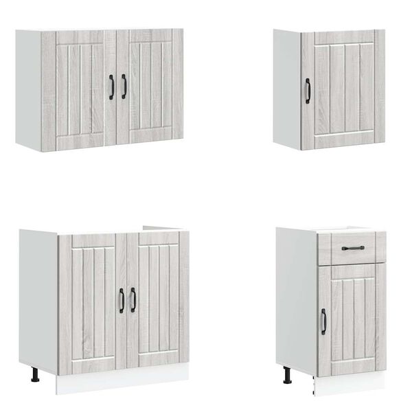 vidaXL 7-delige Keukenkastenset Lucca bewerkt hout grijs sonoma eiken