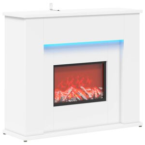 vidaXL Sfeerhaard met led-strip Wit 63 x 20 x 54,5 cm Bewerkt hout