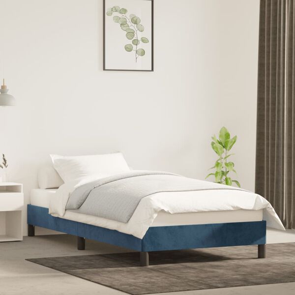 vidaXL Bedframe zonder matras 90x200 cm fluweel donkerblauw