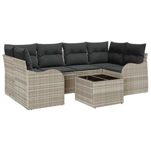 vidaXL Tuin Sofa Set met kussen 7 pcs Licht Grijs en Donker Grijs