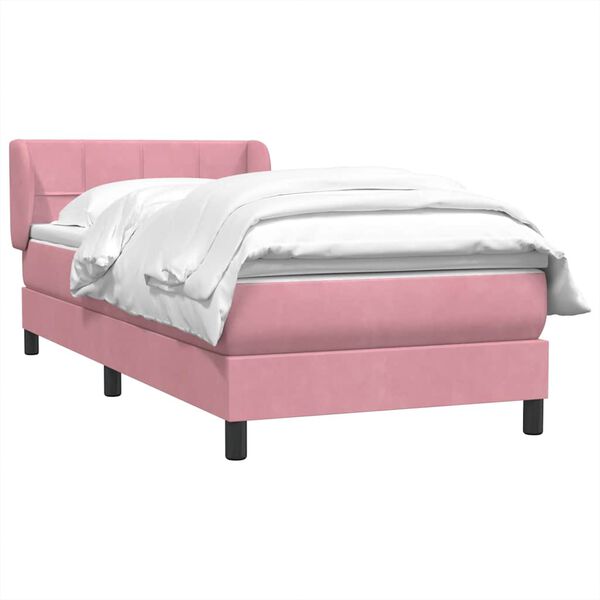 vidaXL Boxspring met matras fluweel roze 80x210 cm