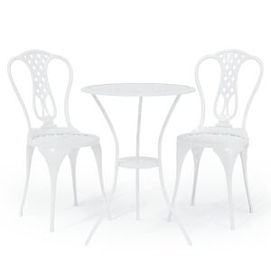 vidaXL 3-delige Bistroset gietaluminium wit