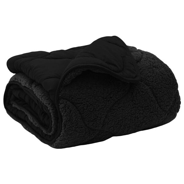 vidaXL Vol jaar dekbed Zwart 135 x 220 cm Microfiber en Teddy fleece