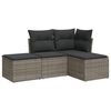 vidaXL 4-delige Loungeset met kussens poly rattan grijs