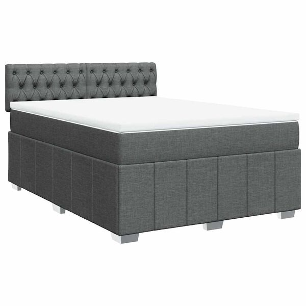 vidaXL Boxspring met matras stof donkergrijs 140x190 cm