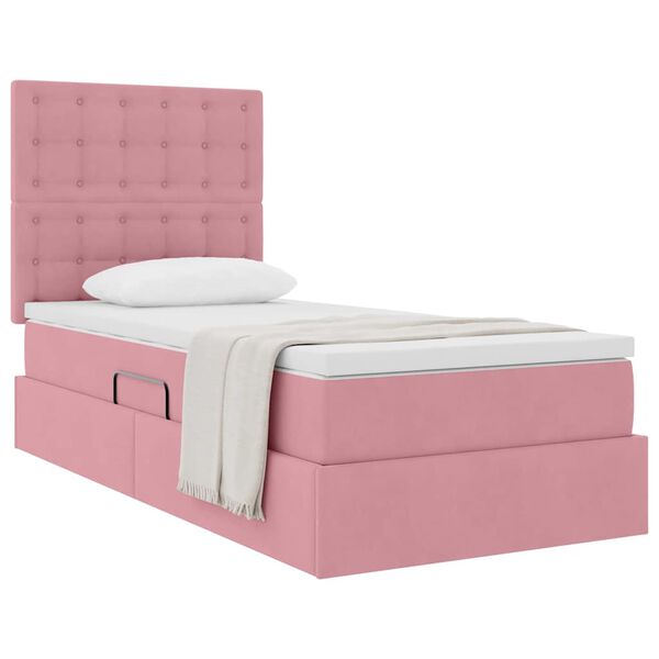 vidaXL Opslag bed met matras met matras Roze 90 x 200 cm Fluweel