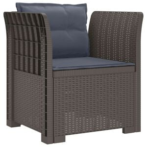 vidaXL E&eacute;npersoons Fauteuil met Kussens Rattan Look PP Lichtgrijs