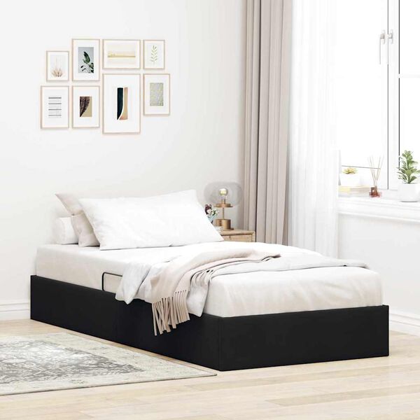 vidaXL Opslag bed met matras met hoofdeinde Zwart 90 x 190 cm Fluweel