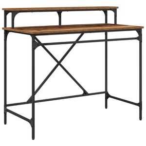 vidaXL Bureau Oud Hout 100 x 50 x 90 cm Bewerkt hout