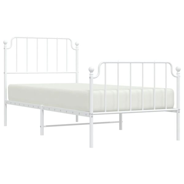 vidaXL Bedframe met hoofd- en voeteneinde metaal wit 90x200 cm
