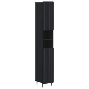 vidaXL Badkamerkast met Open Plank ZWOLLE Zwart 30 x 31 x 189,5 cm