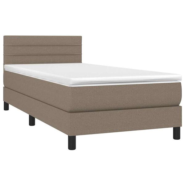 vidaXL Boxspring met matras stof taupe 100x200 cm