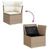 vidaXL Tuinbankenset met opslag 9 pcs Beige en Cr&egrave;me poly rattan